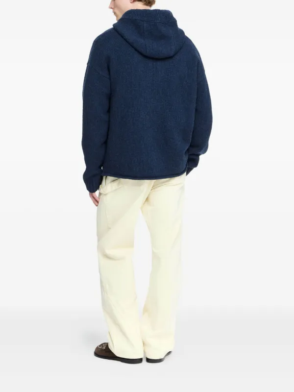 JW Anderson Cardigan De Capuz Com Logo De Âncora | Azul | FARFETCH BR