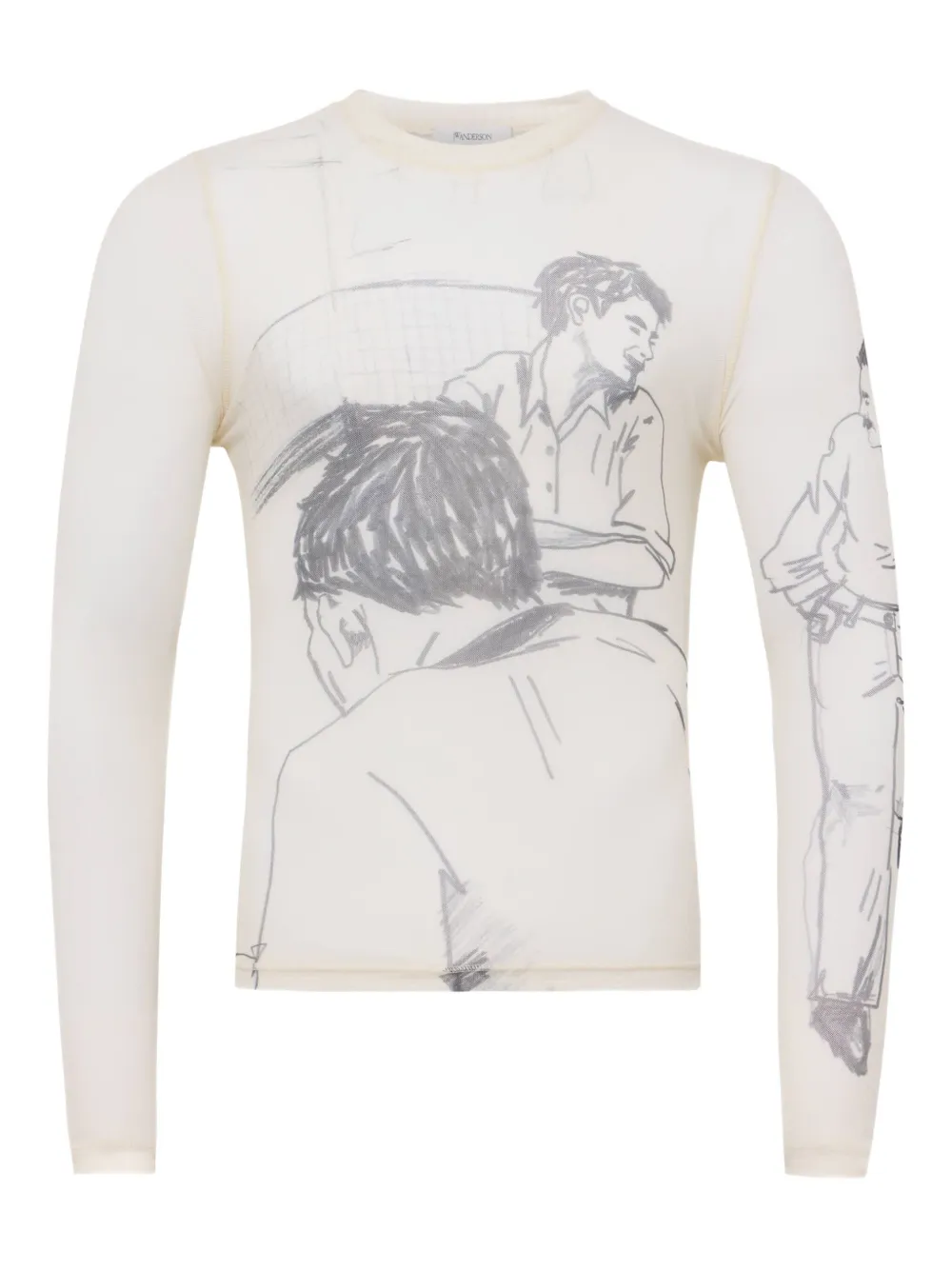 JW Anderson T-shirt met mesh en lange mouwen Beige