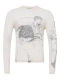 JW Anderson sketch-mesh long-sleeve T-shirt - Neutrals