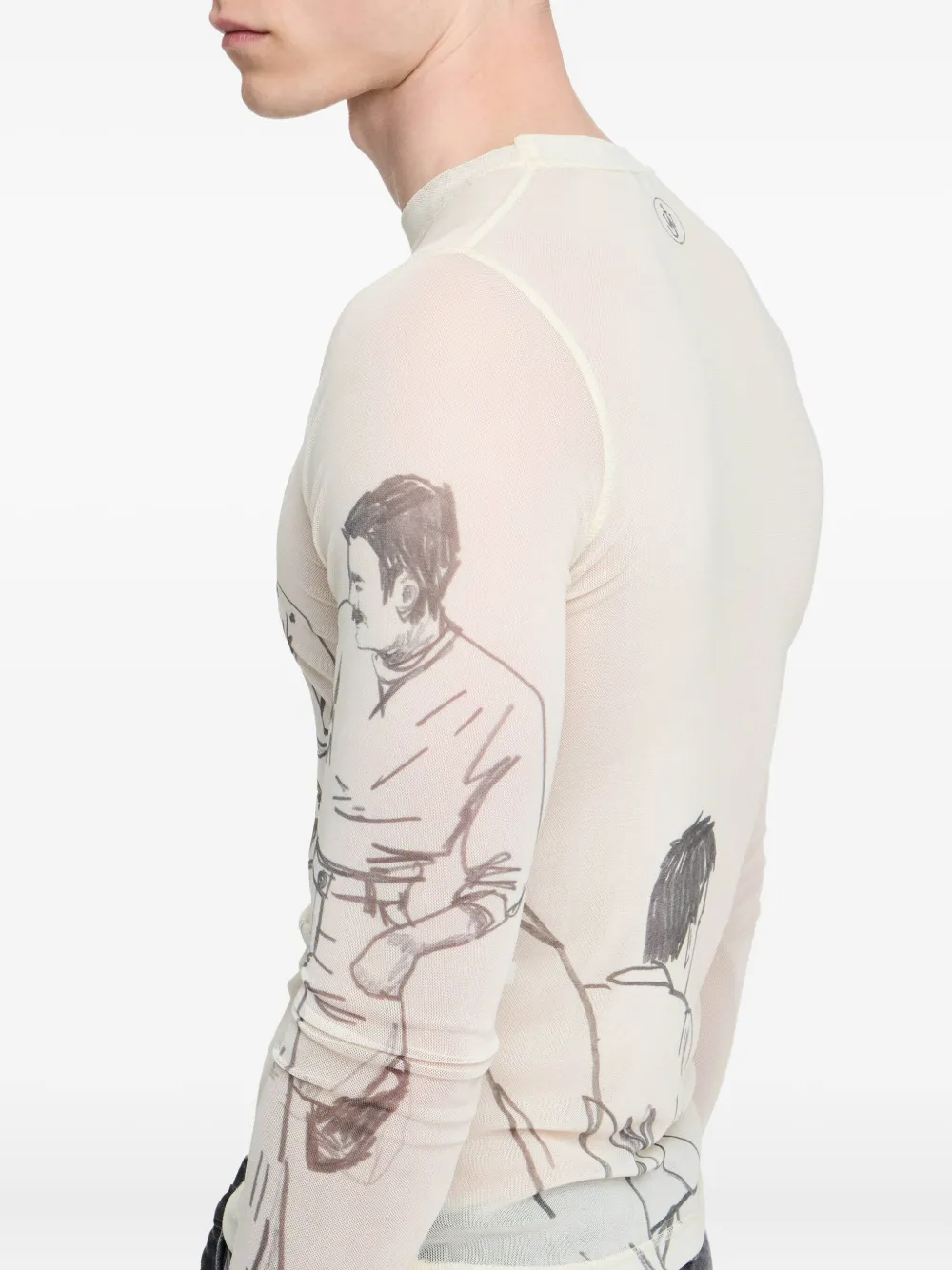 JW Anderson T-shirt met mesh en lange mouwen Beige