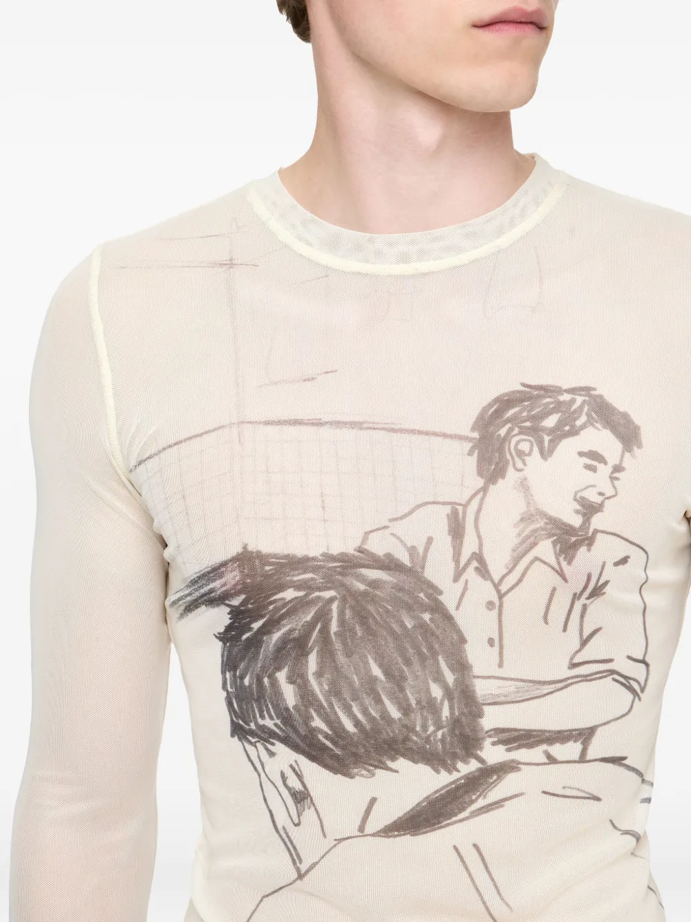 JW Anderson T-shirt met mesh en lange mouwen Beige