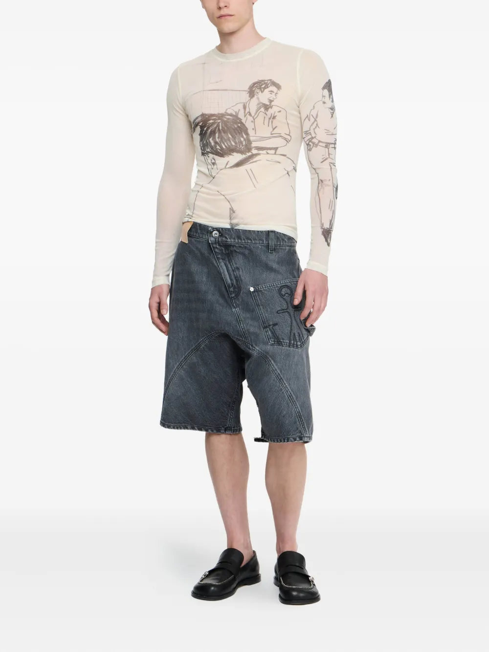 JW Anderson T-shirt met mesh en lange mouwen Beige
