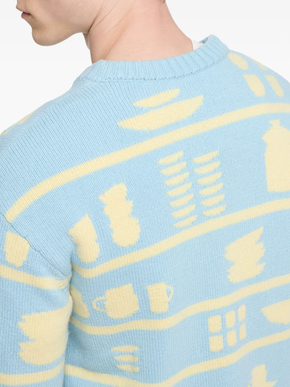 Jw Anderson Patterned Crew-neck Sweater In Blue