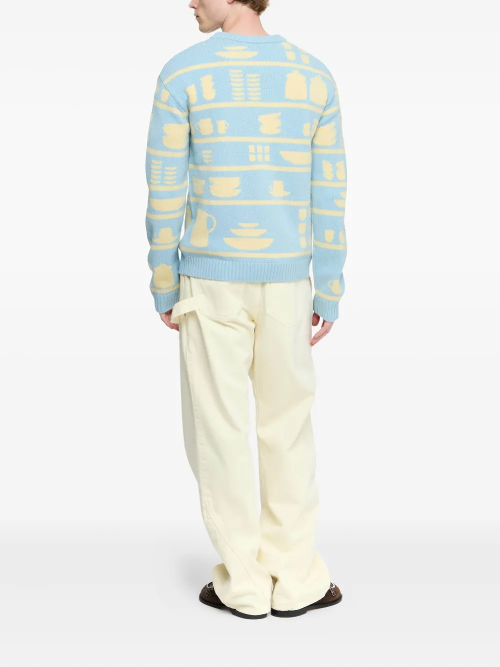 Jw Anderson Patterned Crew-neck Sweater In Blue