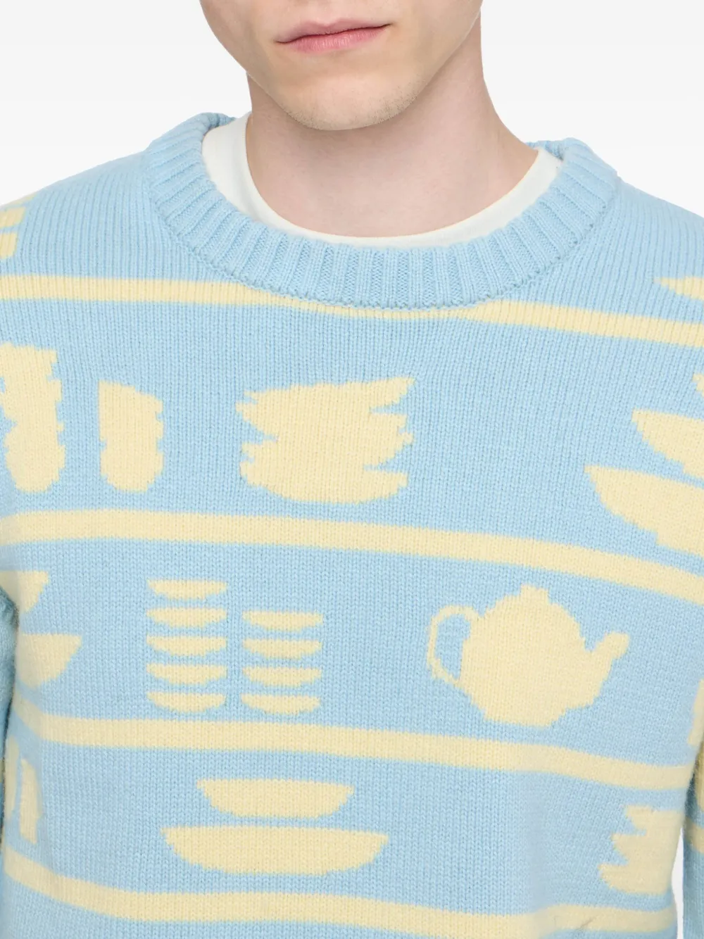 Jw Anderson Patterned Crew-neck Sweater In Blue