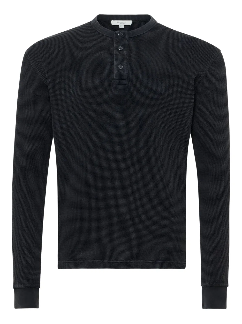 JW Anderson Henley T-shirt met wafelpatroon Zwart