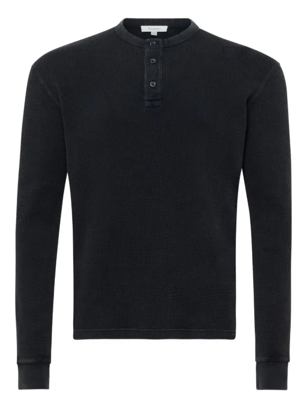 JW Anderson ワッフルニット ヘンリーネック Tシャツ | ブラック