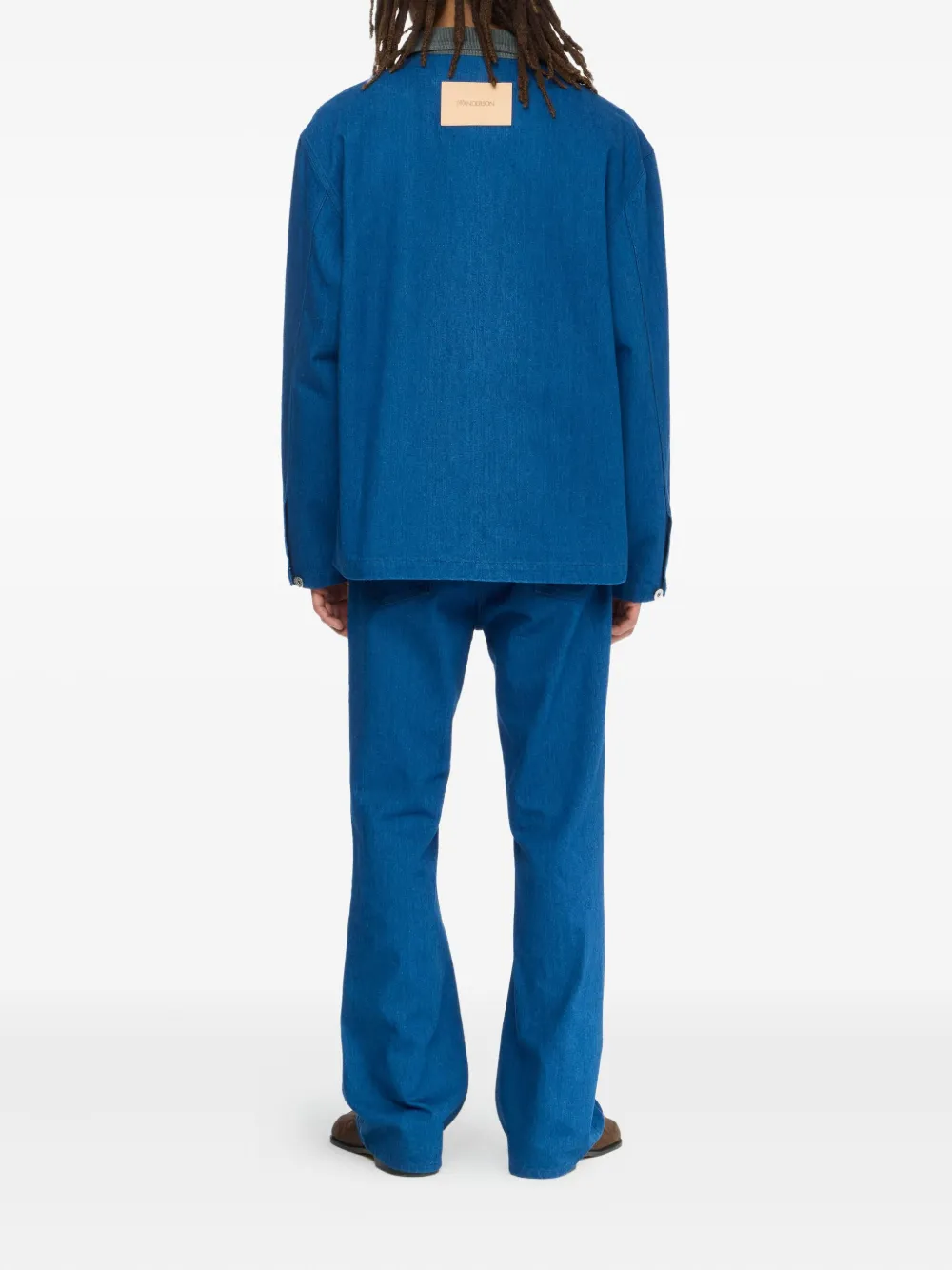 JW Anderson Denim poloshirt met ribfluwelen kraag Blauw