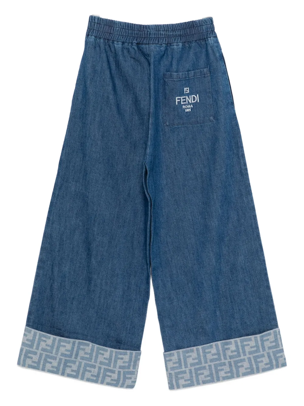 Fendi Kids Jeans met geborduurd logo Blauw