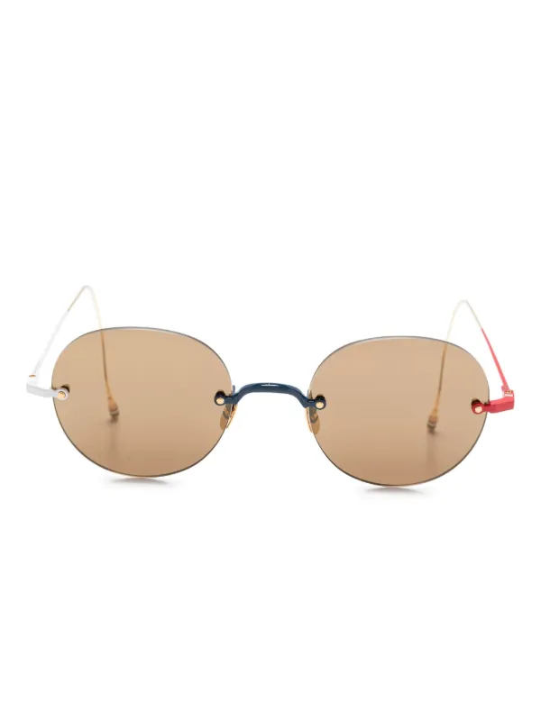 ◆美品◆THOM BROWNE◆TB-011◆SHINY 12K GOLD◆ Thom Browne Eyewear round-frame Sunglasses | Gold | FARFETCH CA