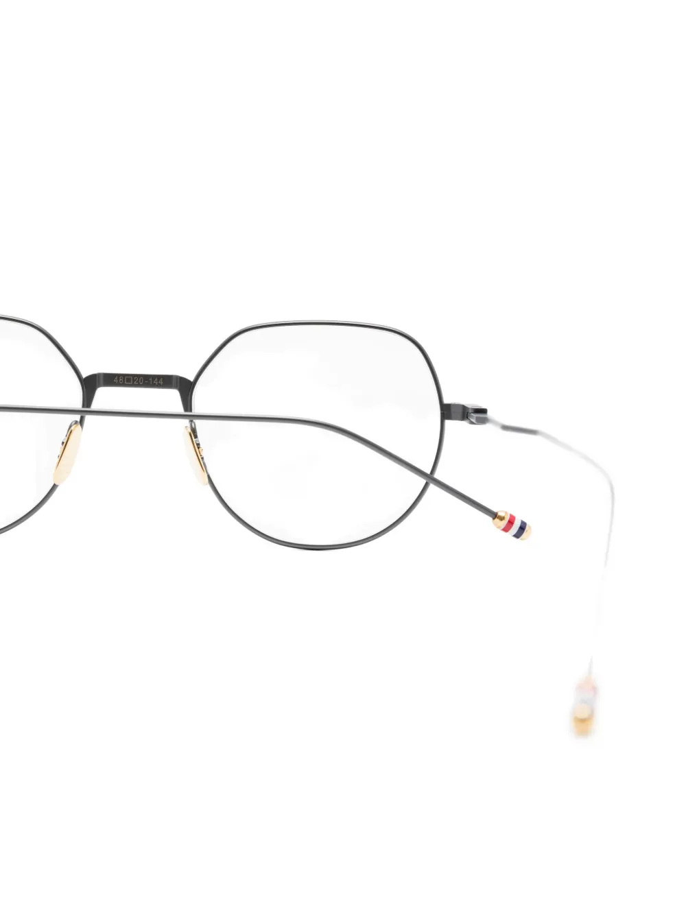 Thom Browne Eyewear round-frame metal glasses Zwart