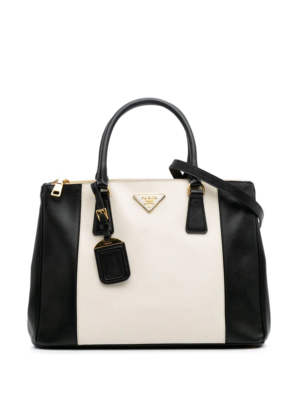 Prada Pre-Owned 2000-2024 ミディアム バイカラー サフィアーノ ルクス ガレリア ダブルジップ サッチェルバッグ Prada Pre-Owned 2000-2024 ミディアム バイカラー サフィアーノ ルクス ガレリア ダブルジップ サッチェルバッグ