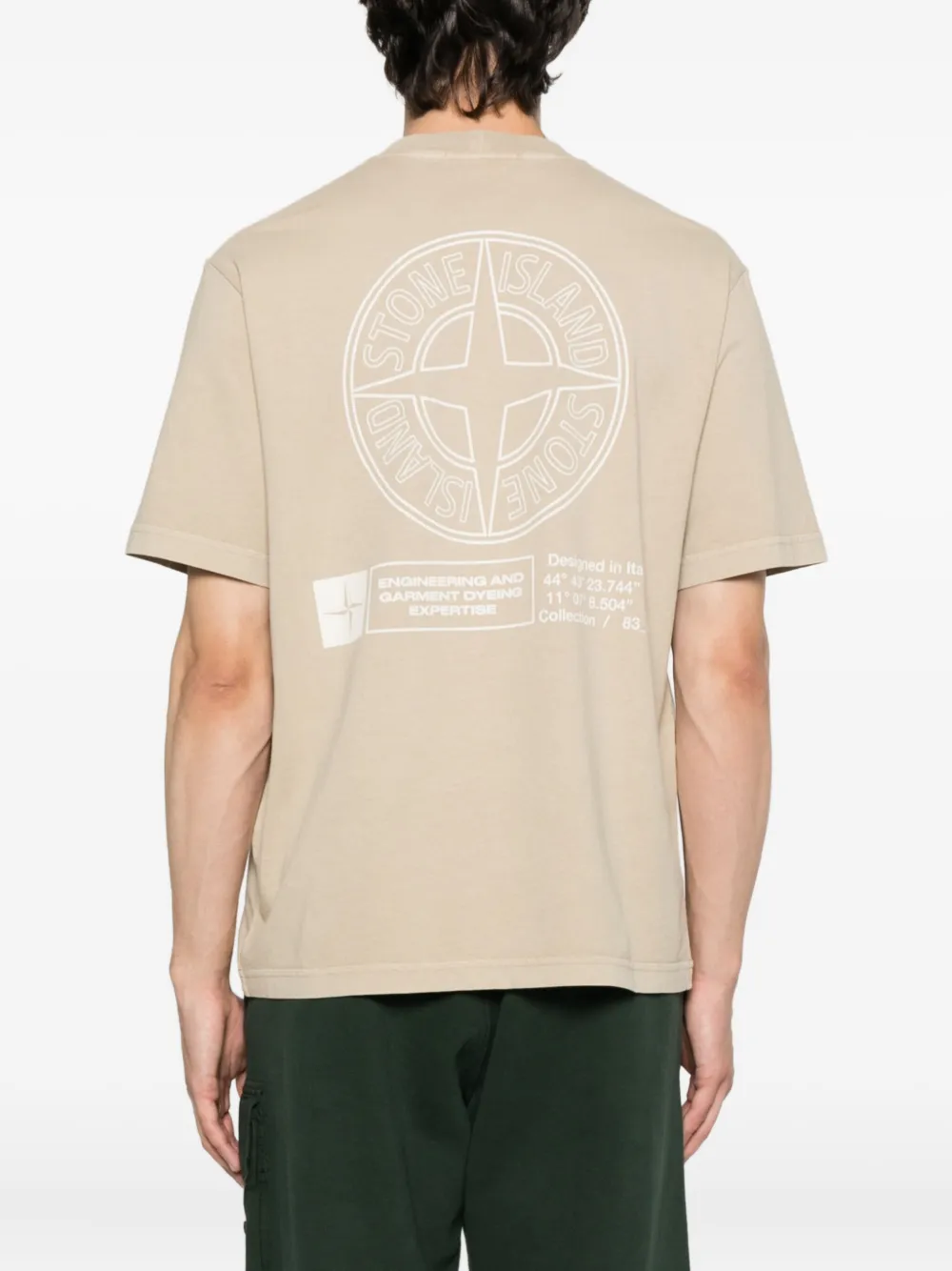 Stone Island logo-embroidered cotton T-shirt Beige