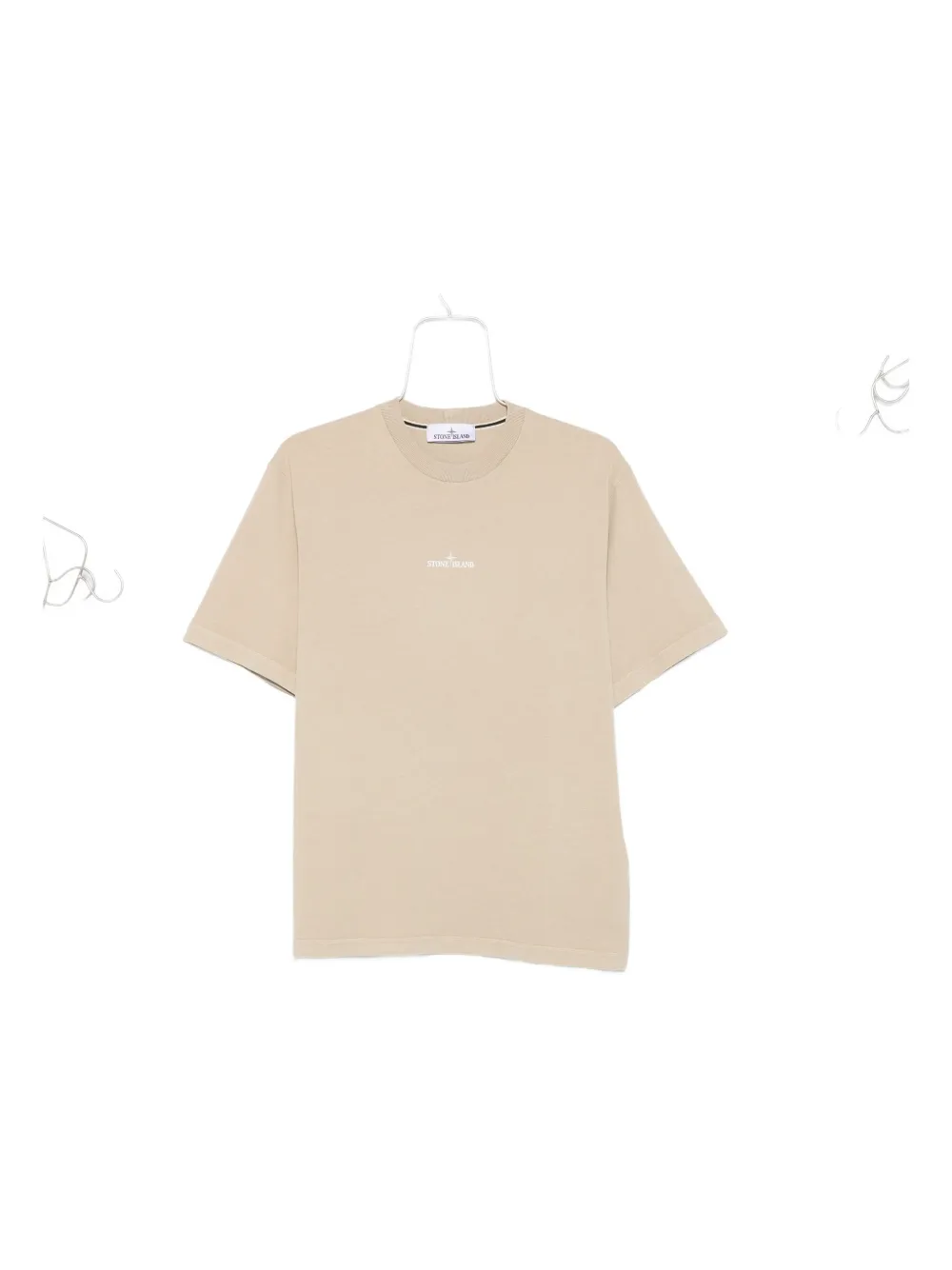 Stone Island logo-embroidered cotton T-shirt Beige