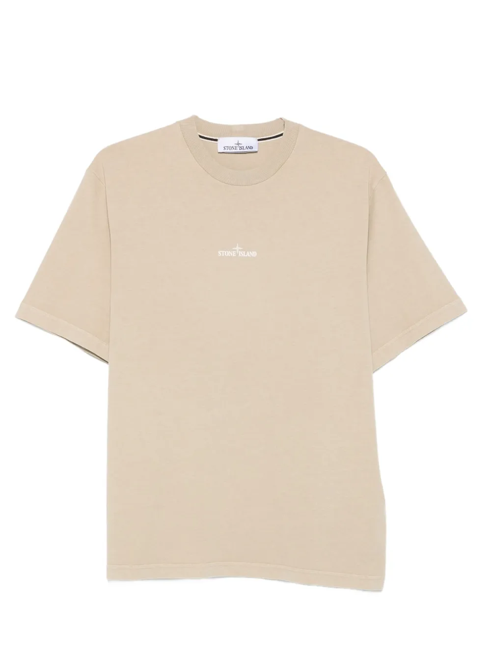 Stone Island Katoenen T-shirt met geborduurd logo Beige