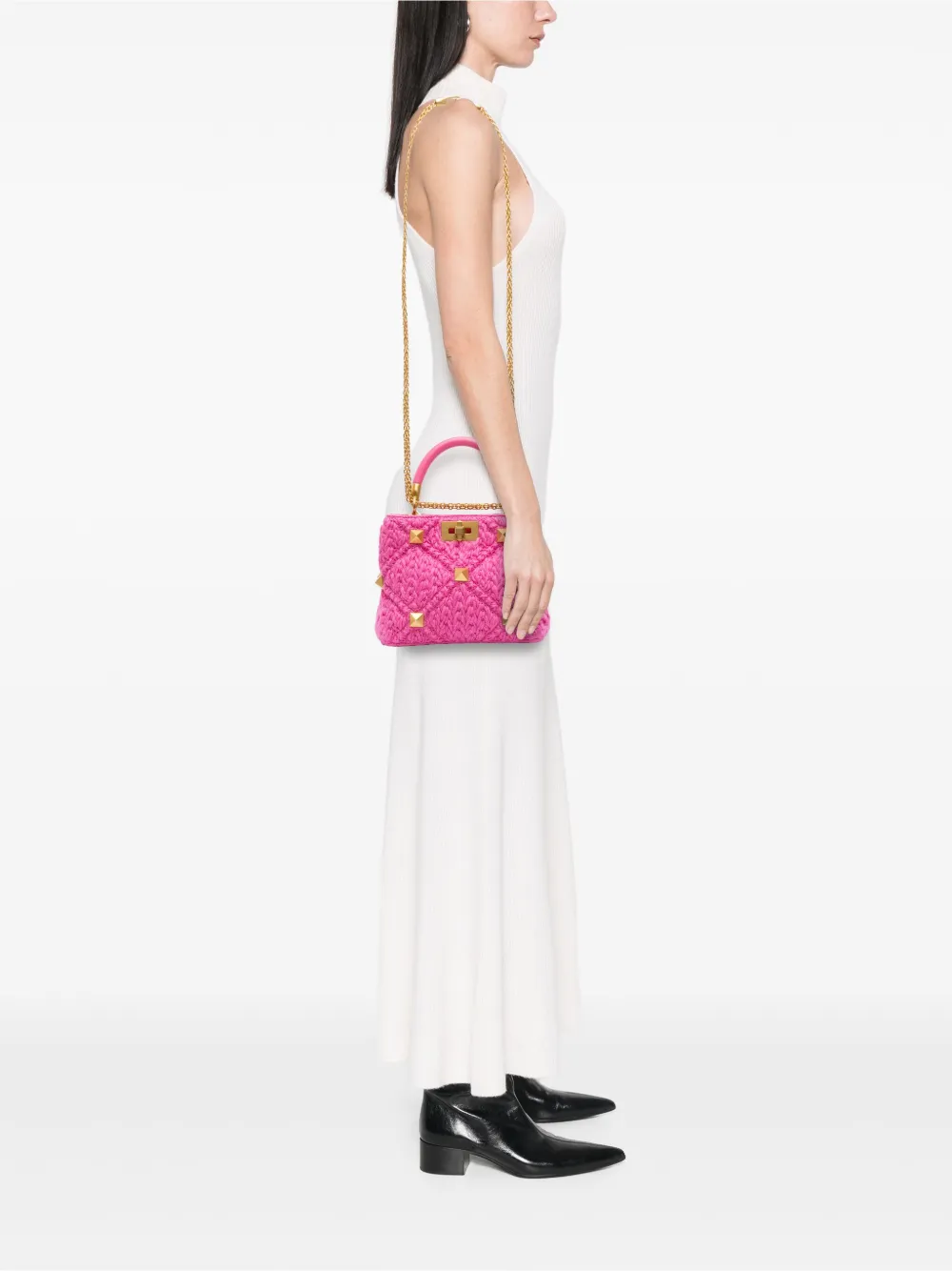 Valentino Garavani Pre-Owned 2000-2017 Small Woven Wool Roman Stud The Handle Bag satchel | Pre-Owned | Image 2