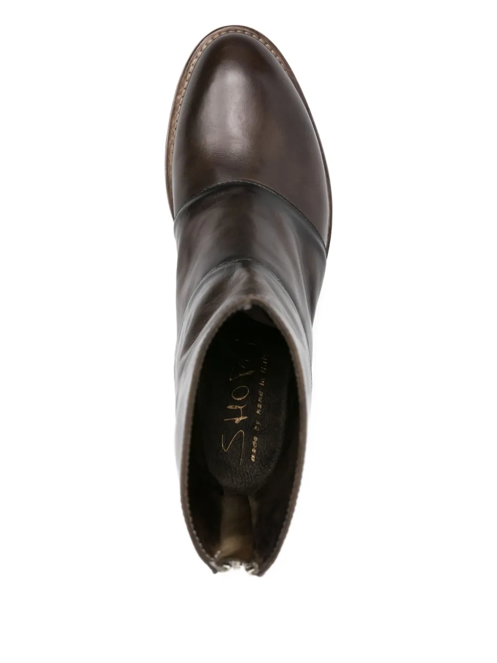 Shoto 40mm zip-up panelled leather boots Brown