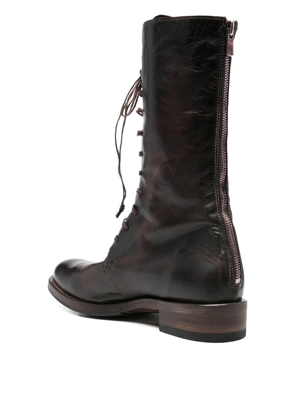 Shoto 30mm lace-up leather boots Black