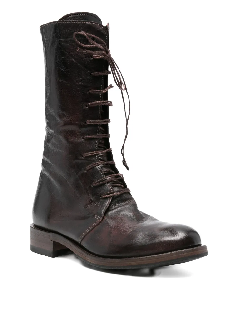 Shoto 30mm lace-up leather boots Black
