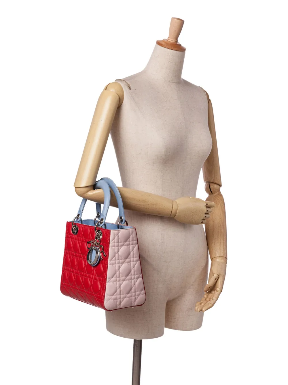 Christian Dior Pre-Owned 2014 Medium Tricolor Lambskin Cannage Lady Dior satchel | Pre-Owned | Image 2