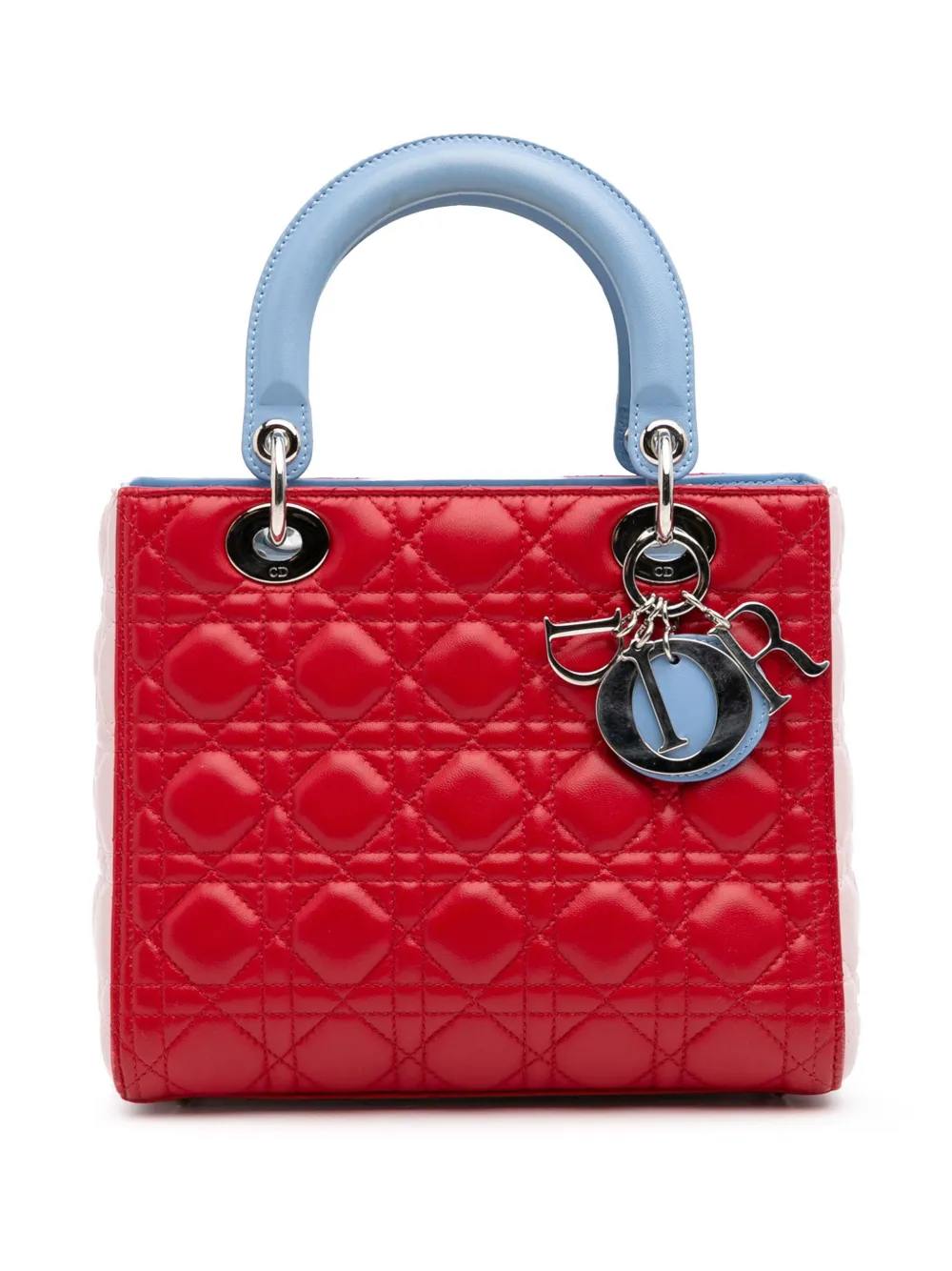 Christian Dior Pre-Owned 2014 Medium Tricolor Lambskin Cannage Lady Dior satchel | Red | Image 1