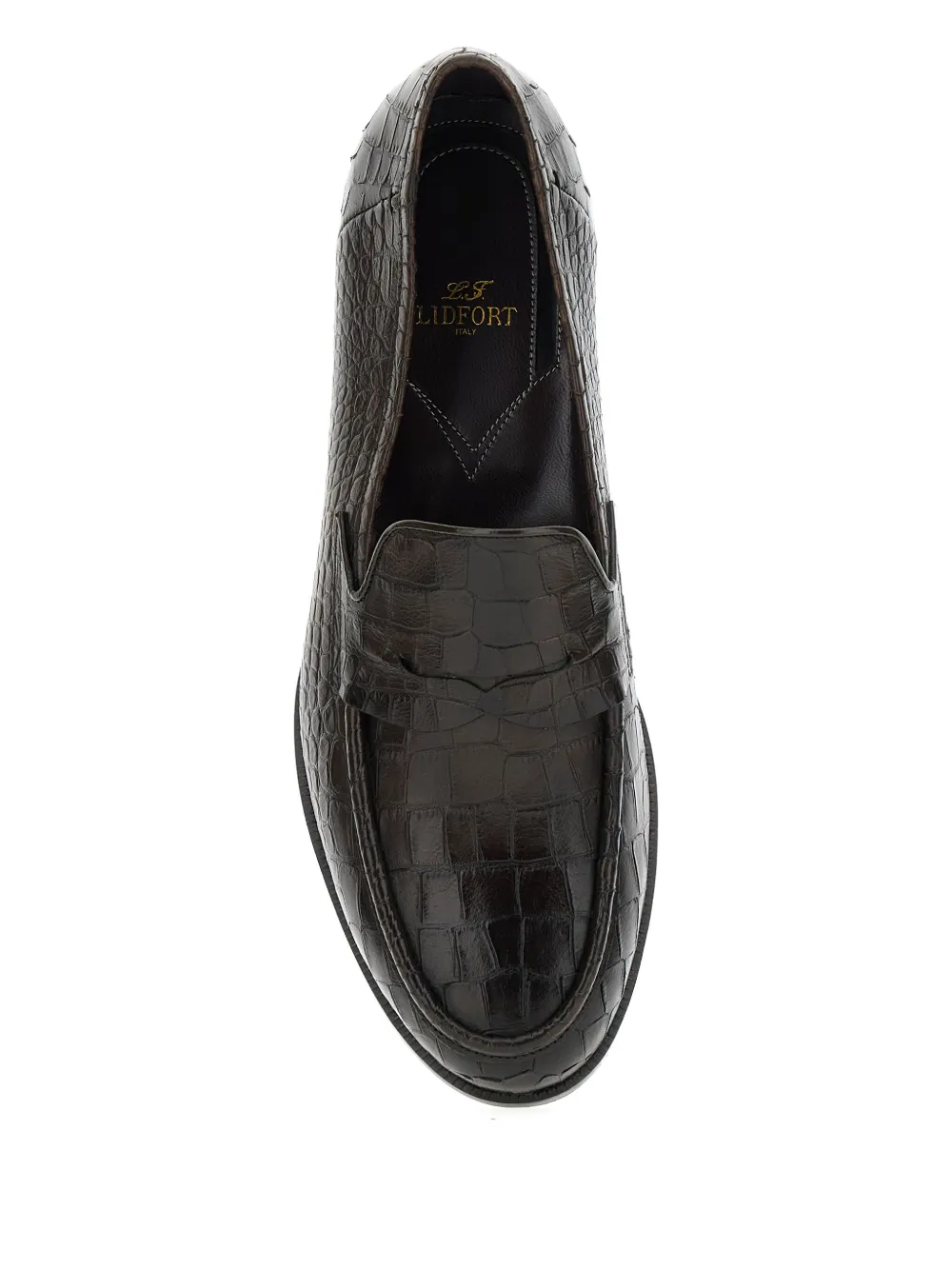 Lidfort embossed-crocodile loafers Brown