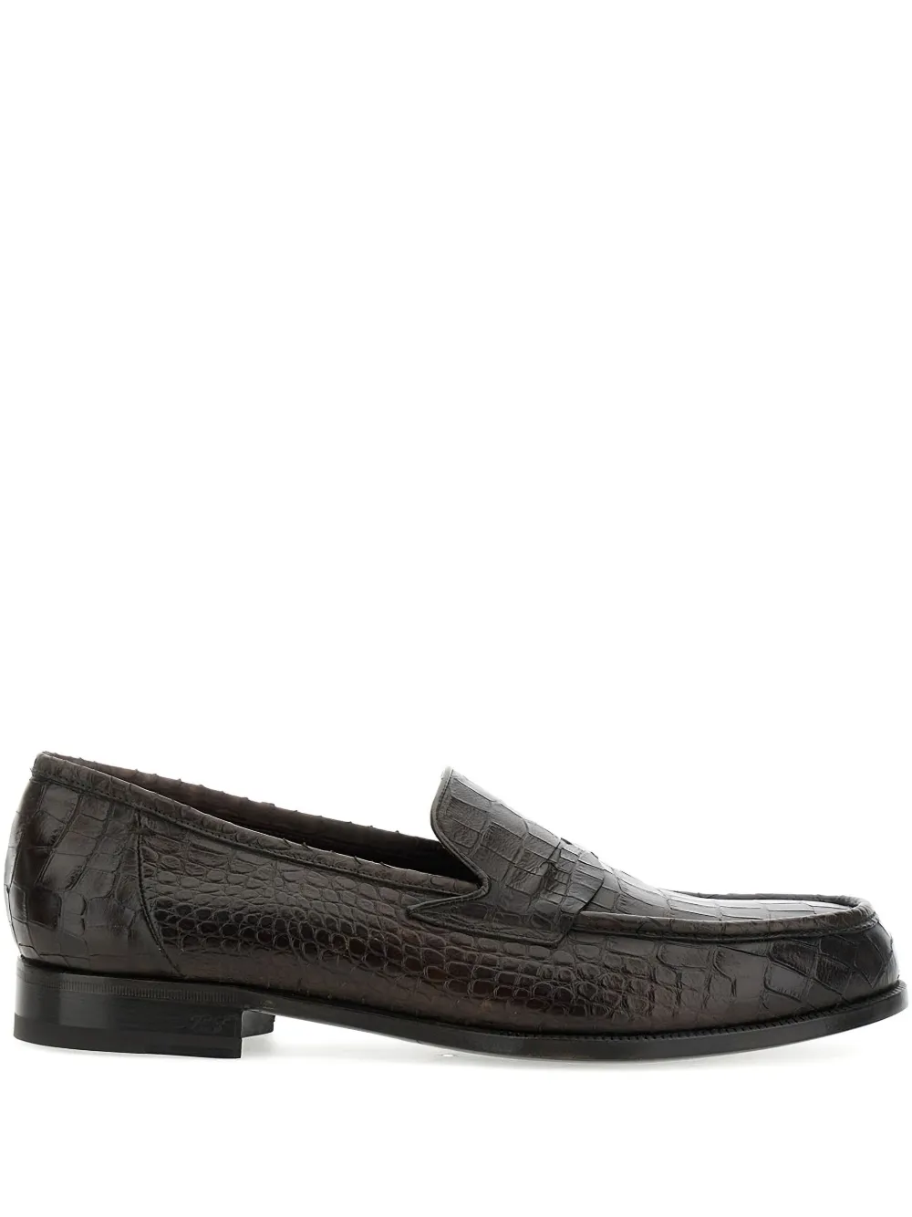 Lidfort embossed-crocodile loafers Brown