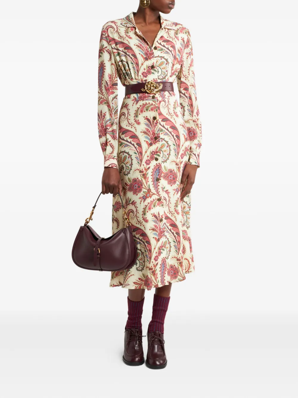 ETRO Midi-blousejurk met paisley-print Beige