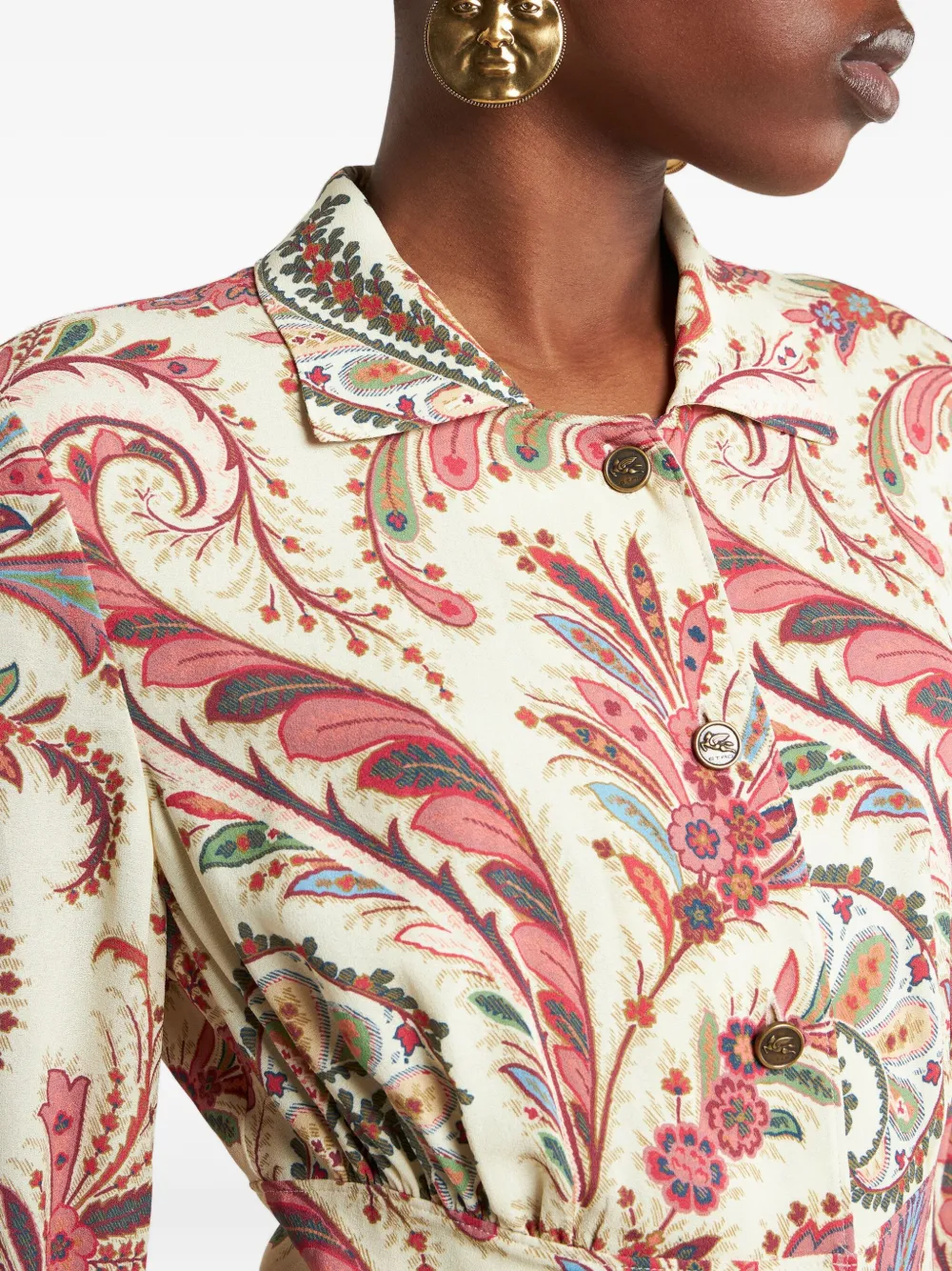 ETRO Midi-blousejurk met paisley-print Beige