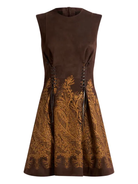 ETRO lace-up paisley-print mini dress