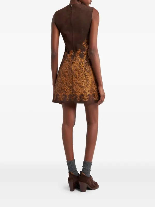 brown paisley mini dress Mariana Mulberry Paisley Mini Dress - XL Size - Women's Dresses main image 0