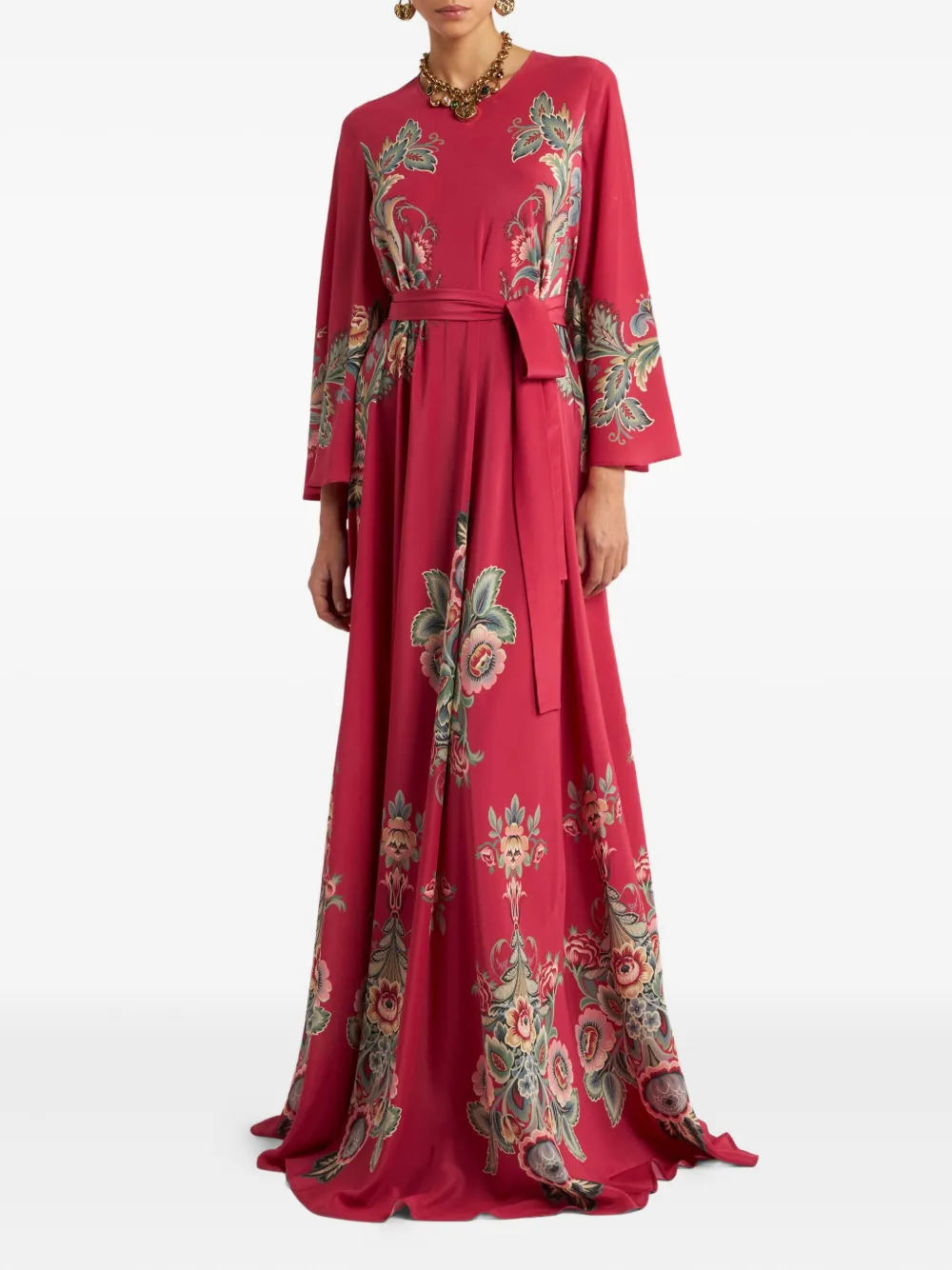ETRO paisley-print belted maxi dress Rood