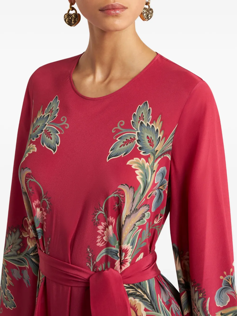 ETRO paisley-print belted maxi dress Rood