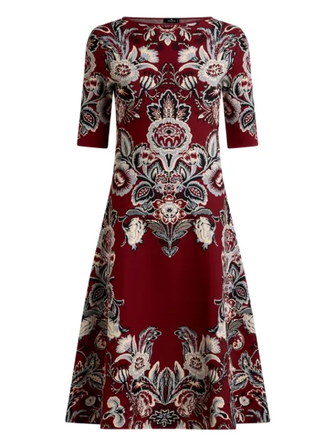 ETRO vestido midi floral en jacquard