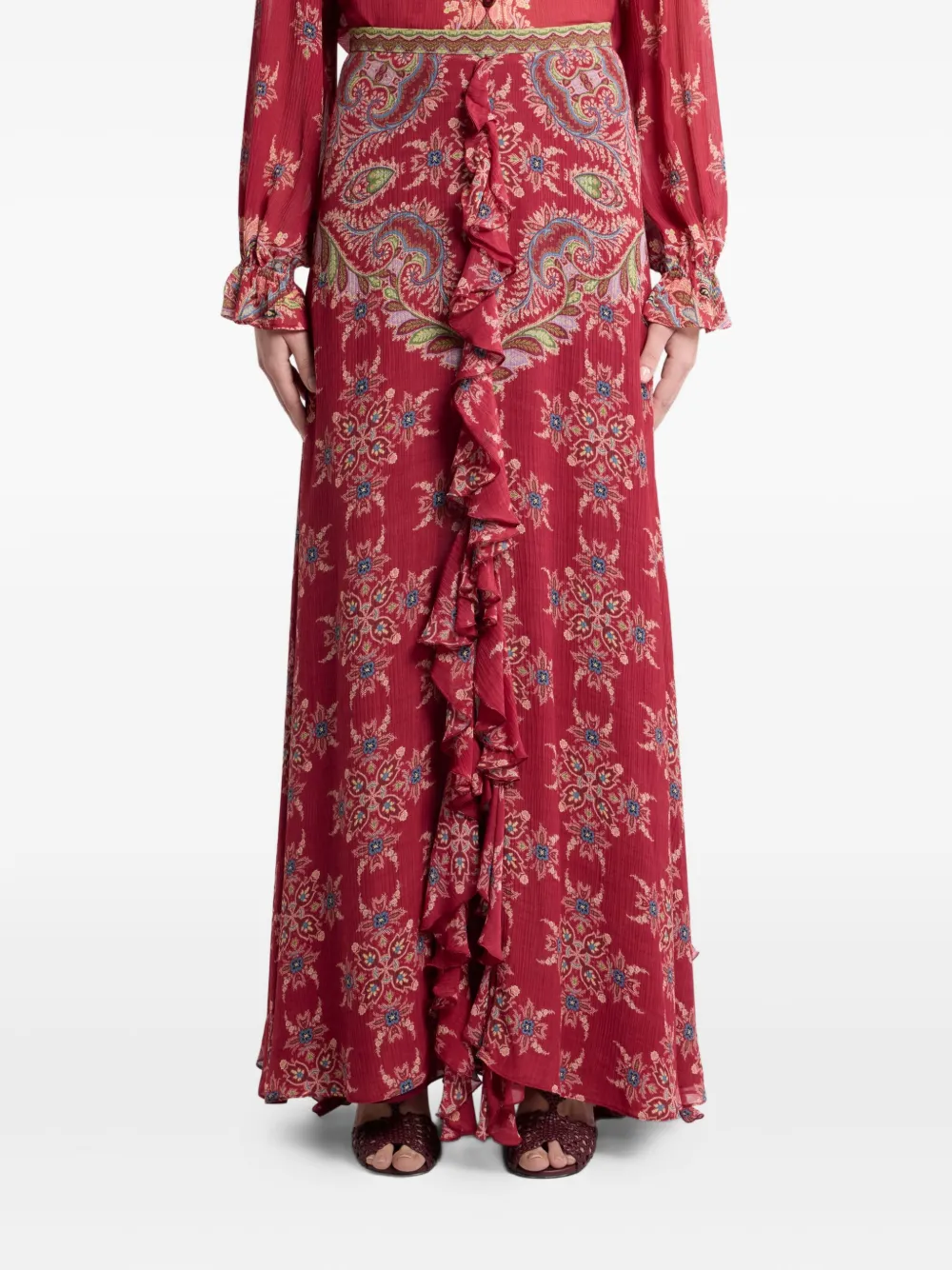 ETRO High waist rok met paisley-print Rood