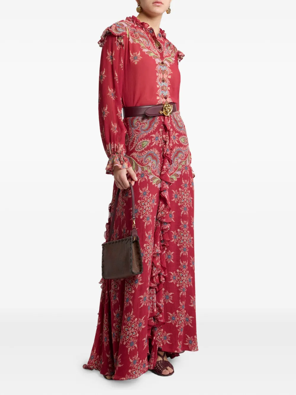 ETRO High waist rok met paisley-print Rood
