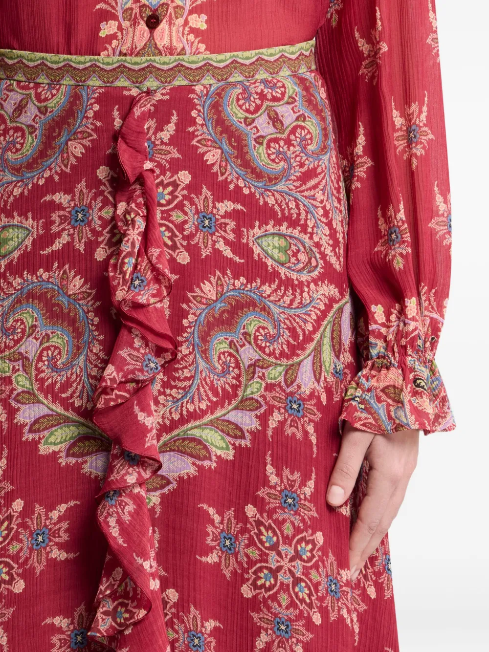 ETRO High waist rok met paisley-print Rood