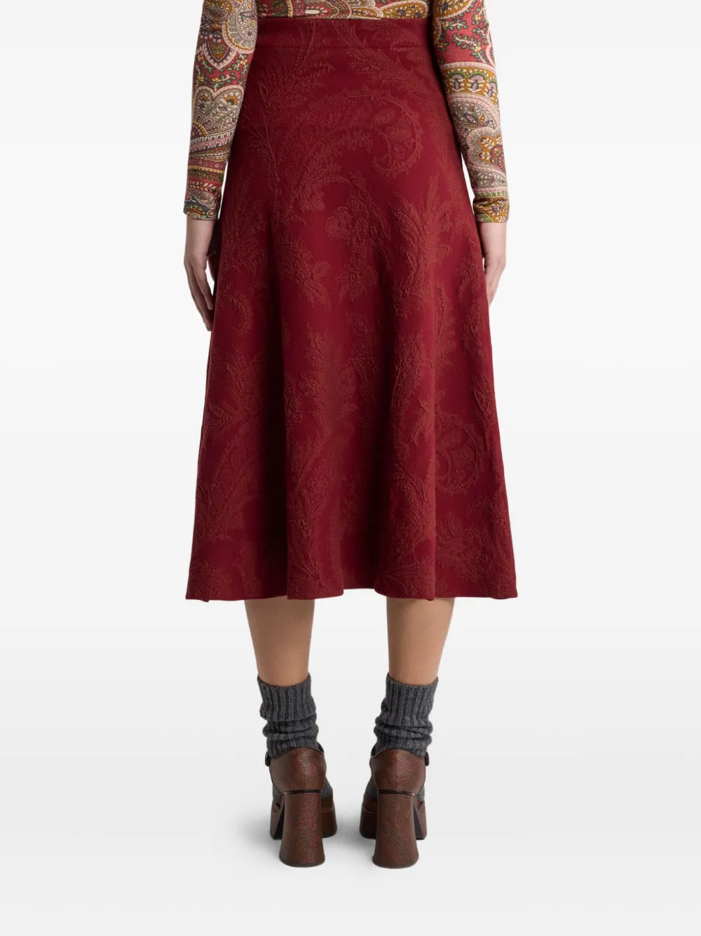 ETRO Midi-rok met paisley-jacquard Rood