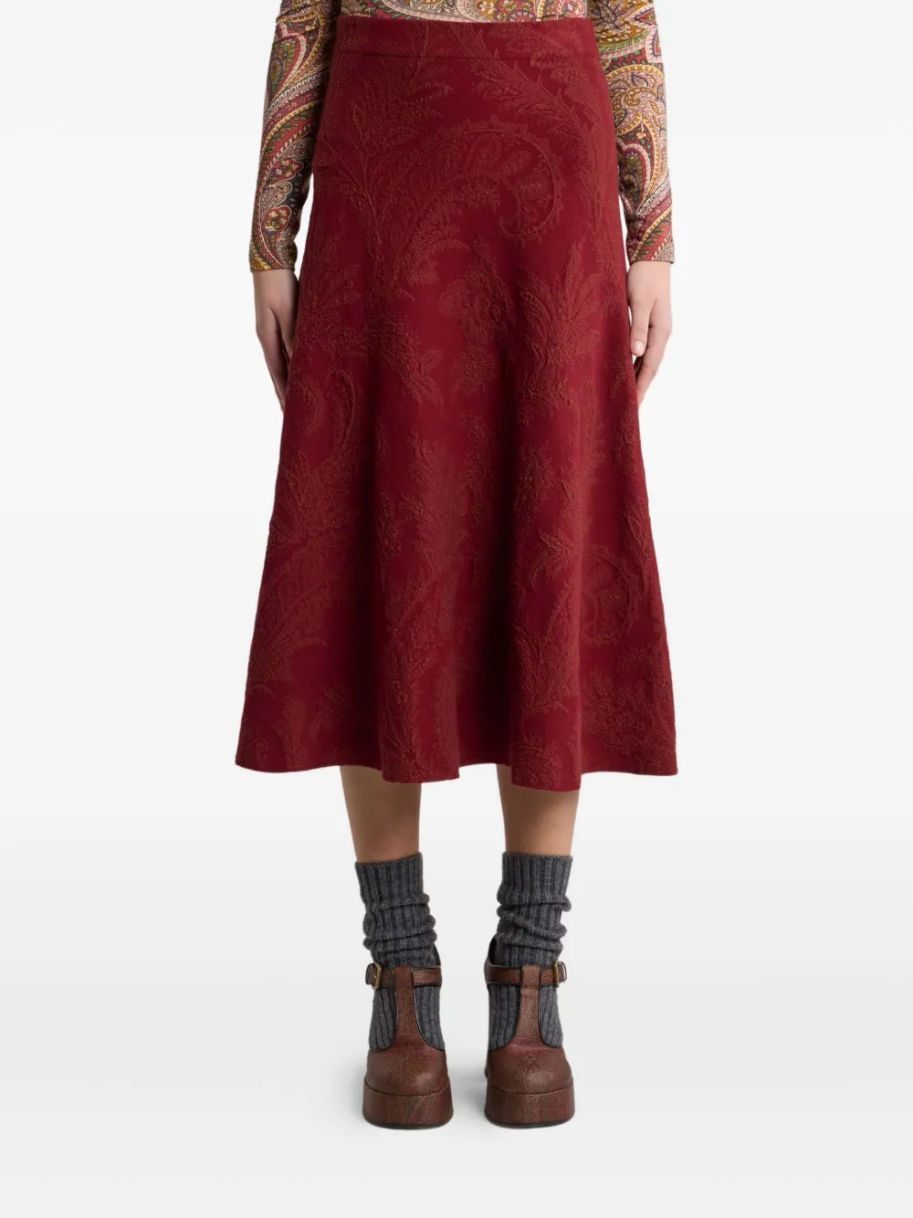 ETRO Midi-rok met paisley-jacquard Rood