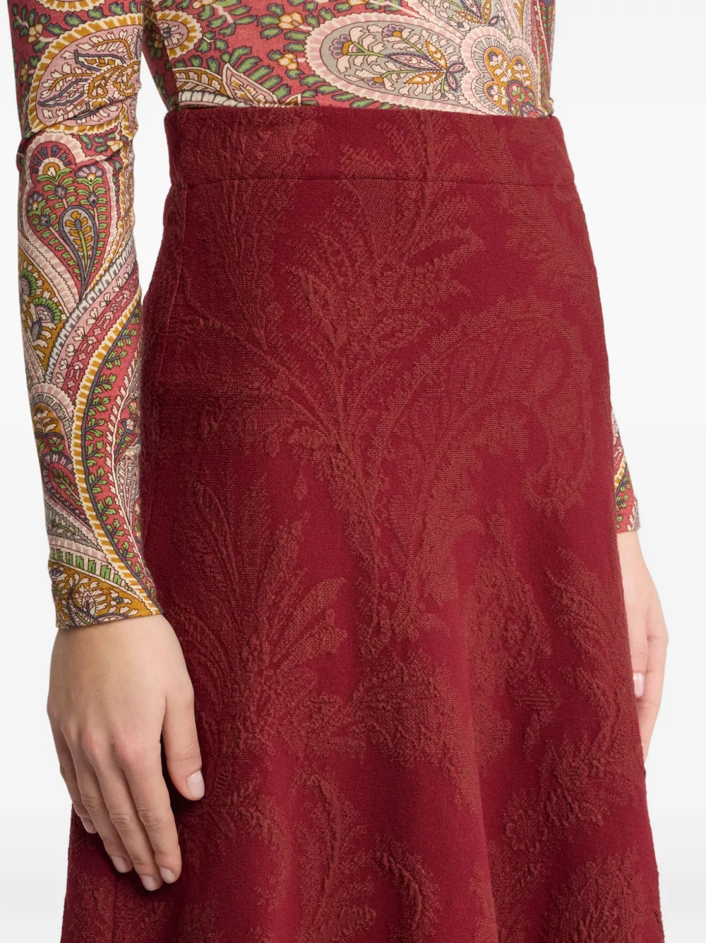 ETRO Midi-rok met paisley-jacquard Rood