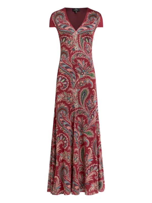 knee length dresses for ladies ETRO MAXI FLORAL DRESS – Lawrence Covell main image 1