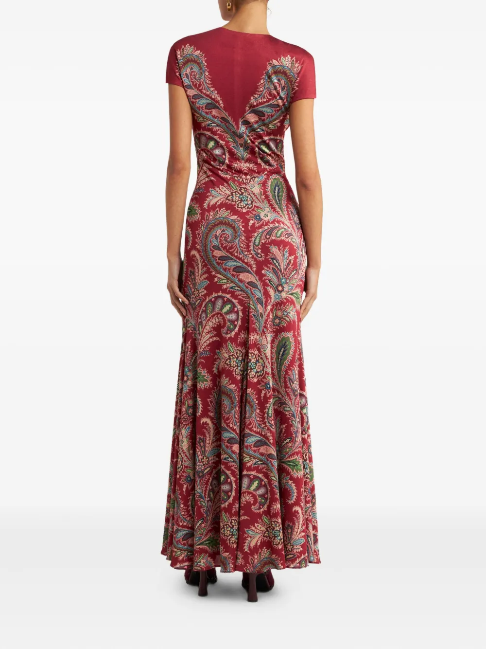 ETRO Maxi-jurk met paisley-print en korte mouwen Rood
