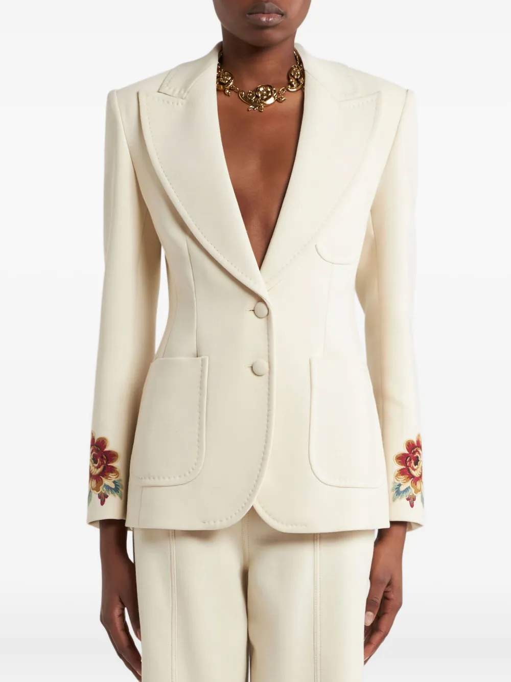ETRO floral-embroidered blazer Beige
