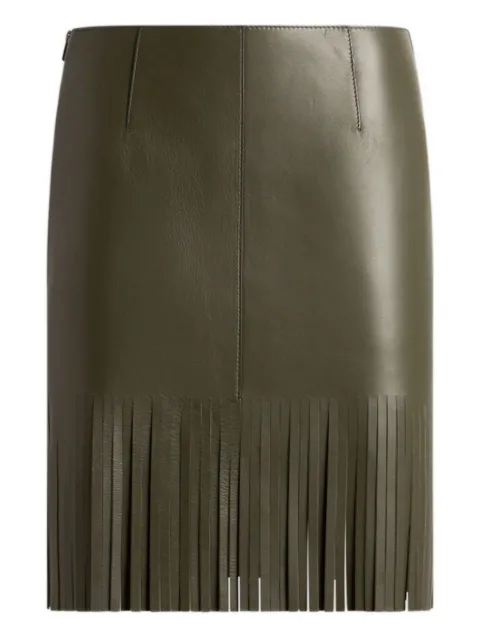 ETRO leather fringed mini skirt