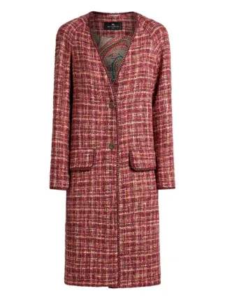 ETRO ツイード シングルコート | レッド | FARFETCH JP