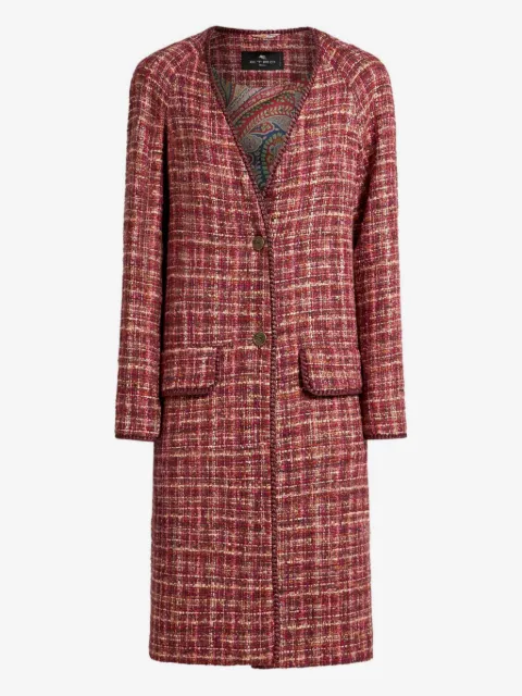 ETRO manteau en tweed à simple boutonnage