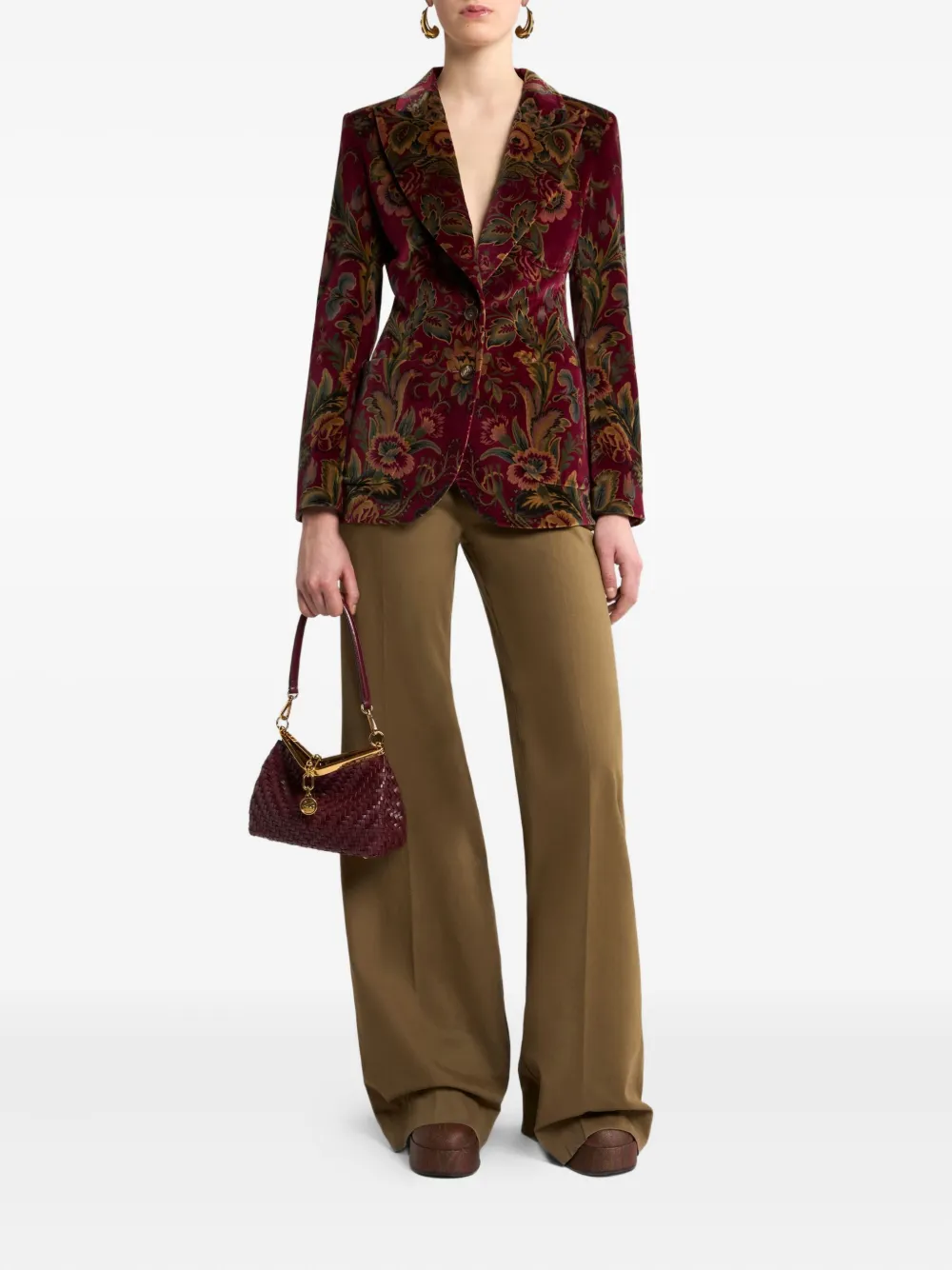 ETRO Fluwelen blazer met bloemen Rood