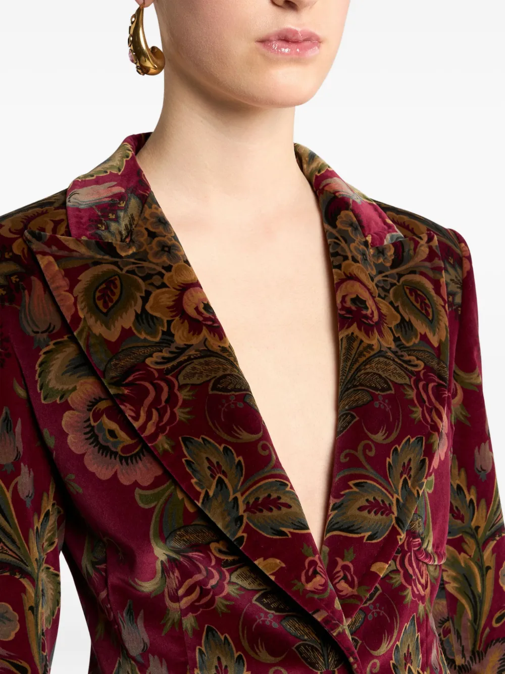 ETRO Fluwelen blazer met bloemen Rood