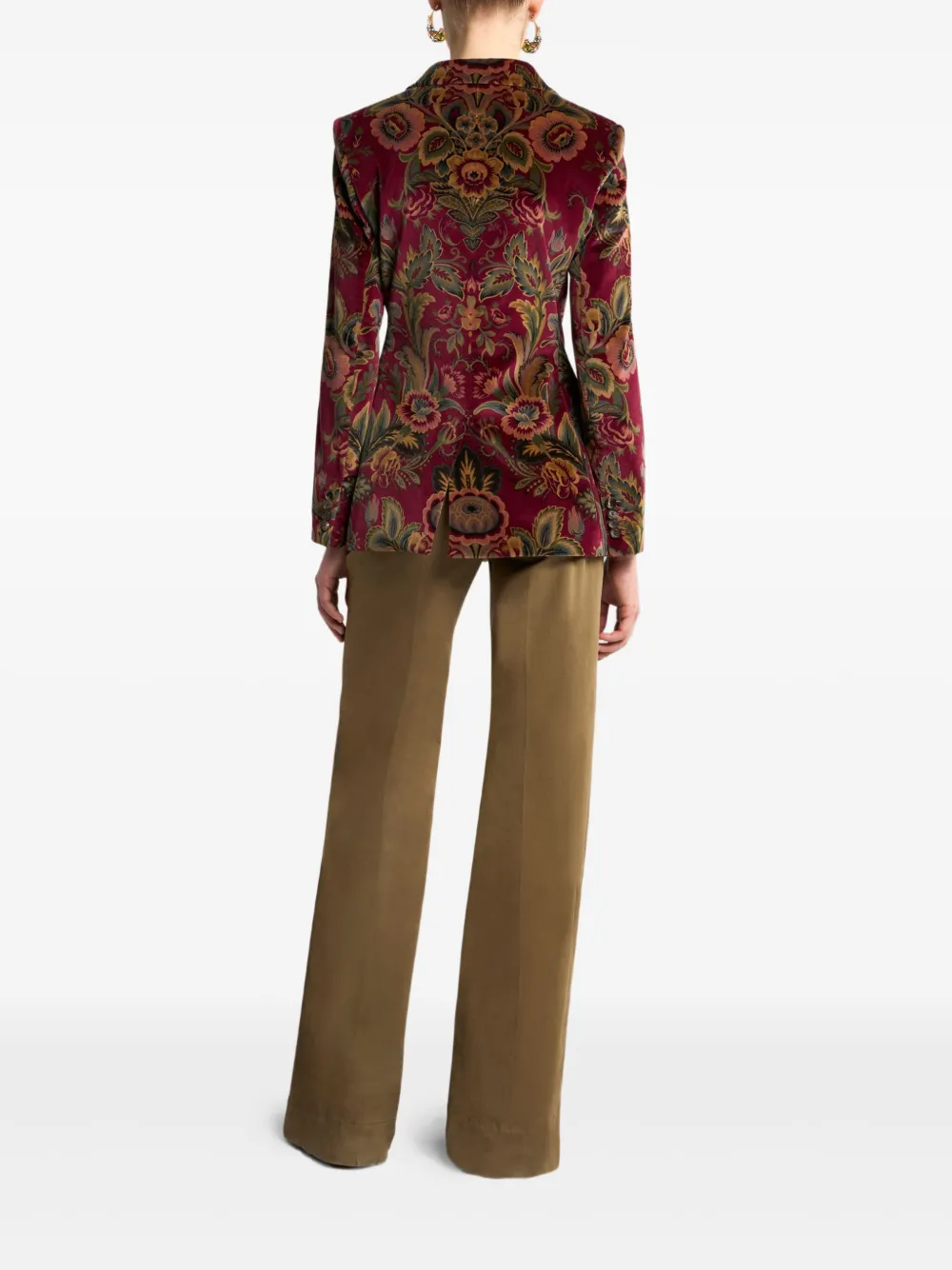 ETRO Fluwelen blazer met bloemen Rood