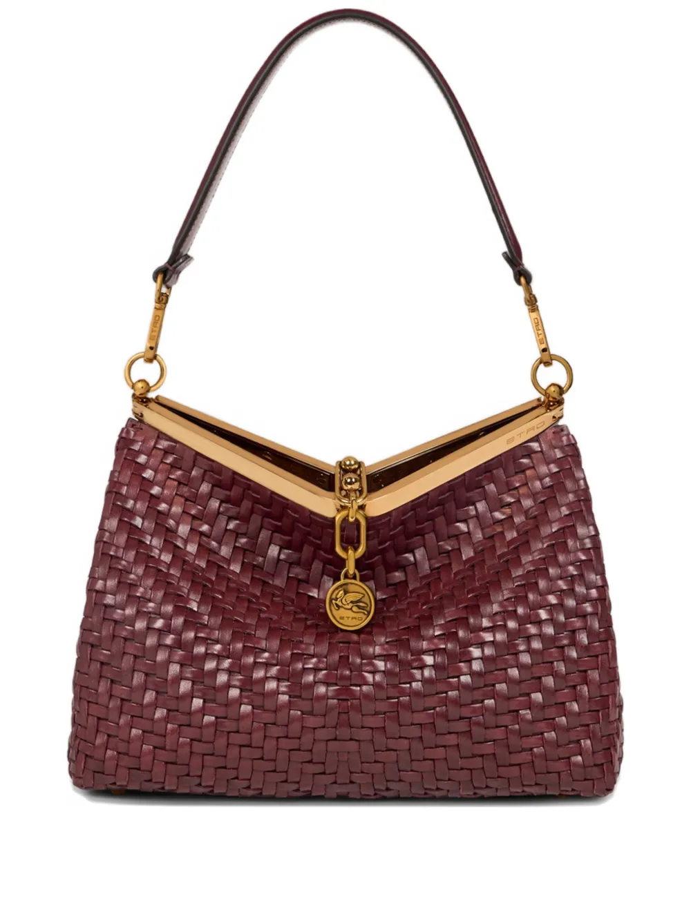 ETRO Vela geweven leren schoudertas Rood